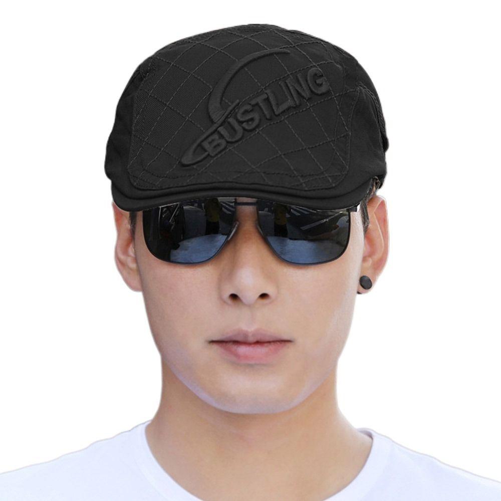 

Breathable Cabbie Flat Cap Adjustable Newsboy Hat Fashion Berets Hat Men чорний