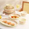High Beauty Bowl and Dish Set Household Double Ear Bowl Tulip Plate Bowl Household Disk Dining INS Wind Fish Plate Birthday Gift