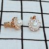Exquisite Rhinestone & Pearl Flower Non-Pierced Clip-On Earrings