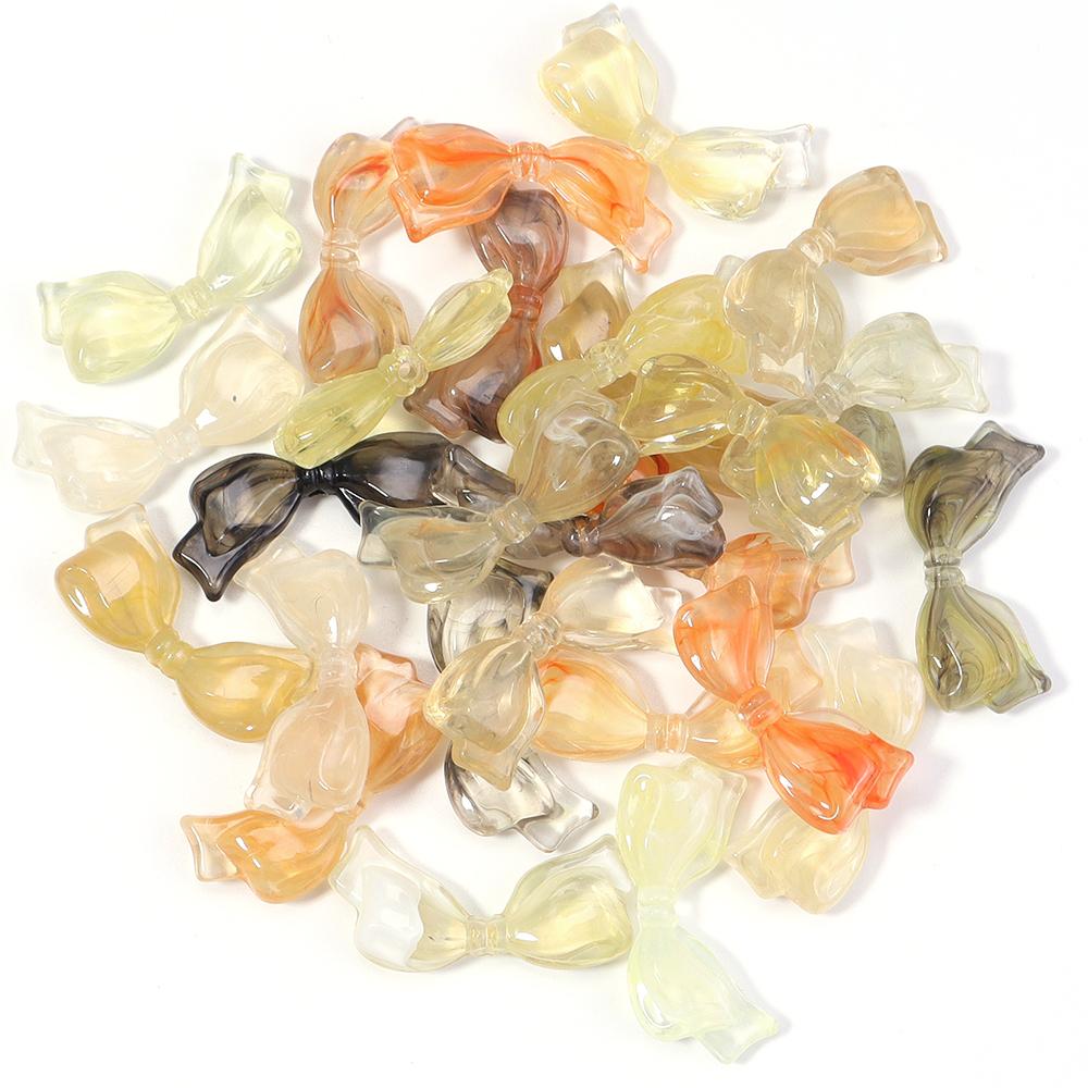 30pcs/lot 29x14mm Colorful Acrylic Beads Bow Shaped Loose Spacer Charm Beads For DIY Fashion Earring Keychain Jewelry Accessorie