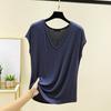 Women's Summer V-neck Thin Color Loose Inner Top Outer Sleeveless Bottom Shirt Tank Top