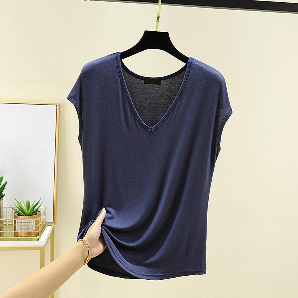 Women's Summer V-neck Thin Color Loose Inner Top Outer Sleeveless Bottom Shirt Tank Top