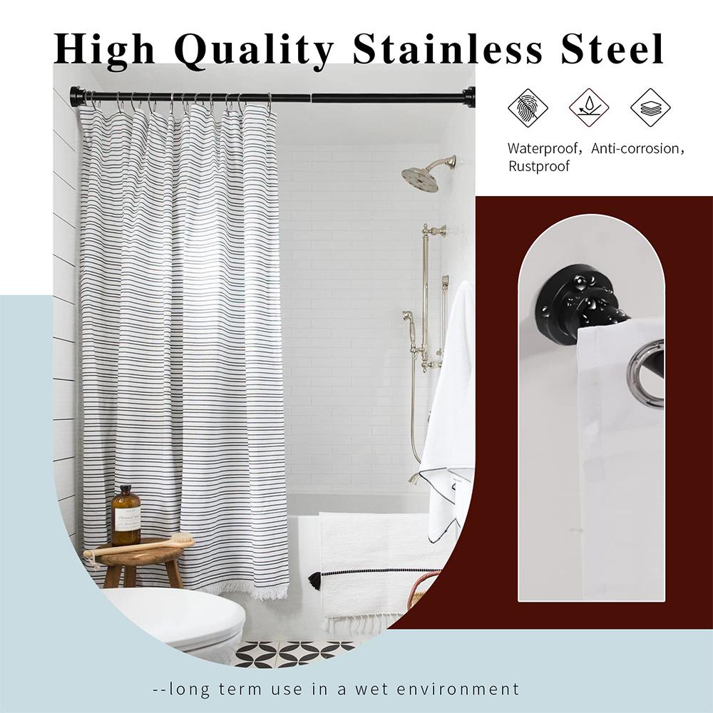 Adjustable Shower Curtain Rod 85-195cm Telescopic Tension Spring No Drilling Premium Stainless Steel Non-Slip Bathroon Poles