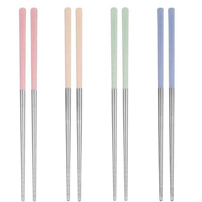 4 Pairs/set 304 Stainless Steel Chopsticks, Reusable Multicolor Chopsticks Safe Metal Chopsticks Non Slip Square Chopsticks