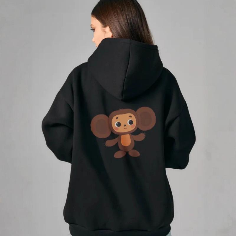 

Comfy Cute Cartoon Monkey Print Hooded Sweatshirt for Autumn/Winter XL