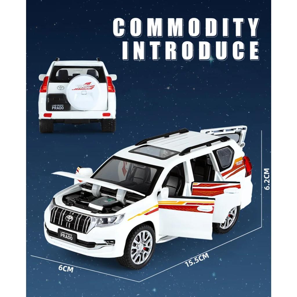 1/32 Toyota PRADO Land Cruiser SUV Alloy Car Model Diecast Metal Off-road Vehicle Car Model Sound and Light Kids Toy Gift