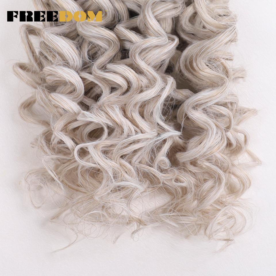 FREEDOM Synthetisches Deep Wavy Twist Häkelhaar Afro Lockiges Haar Häkelzöpfe Ombre Braun 12 Zoll Flecht Haarverlängerung