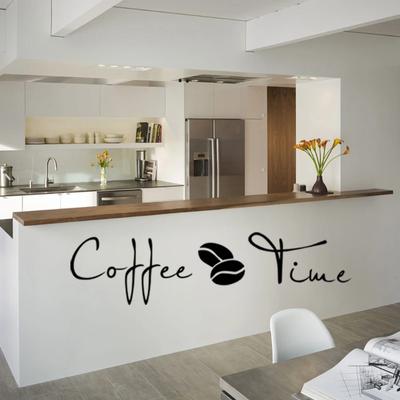 Small Coffee Time Wall Stickers In English Cafe Kitchen Decoration Carved Wall Stickers
