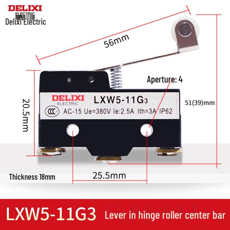Delixi LXW5 Series Micro Switch: Travel Limit Models G1, G2, 11M, 11N1, 11Q1, 11Q2.