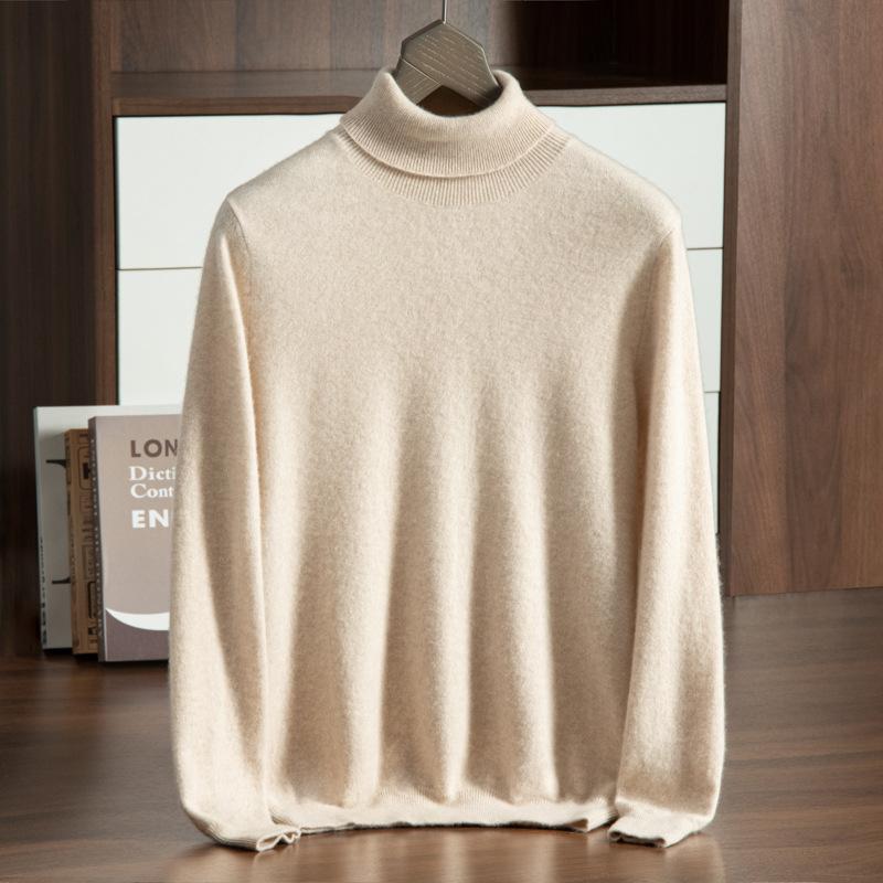 High-necked Cashmere Sweater, Loose Pullover, Bottom Lapel Sweater, Knitted Sweater.