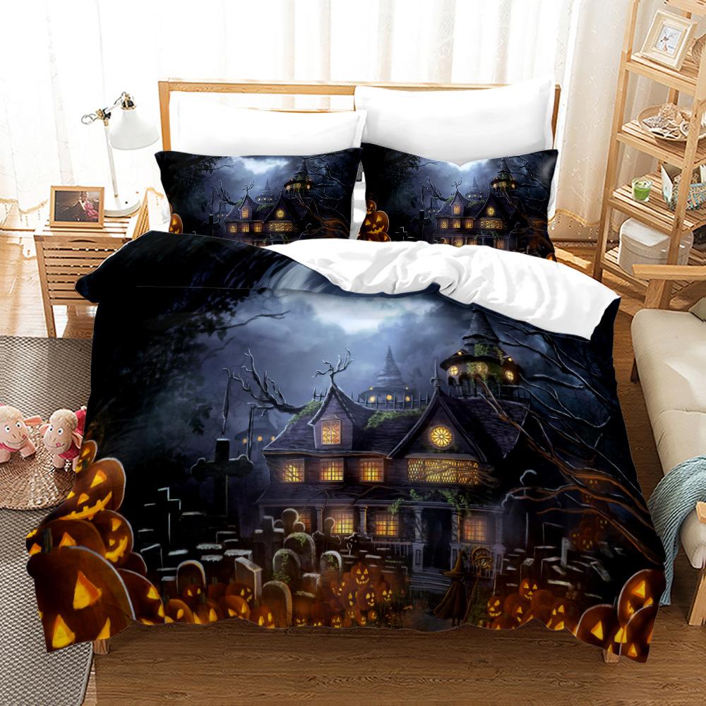 3D Halloween Bedding Set Pumpkin Ghost Quilt Cover Pillow Case 2 or 3 Pieces DE135 * 200 Halloween Atmosphere Decoration Soft Home Decoration