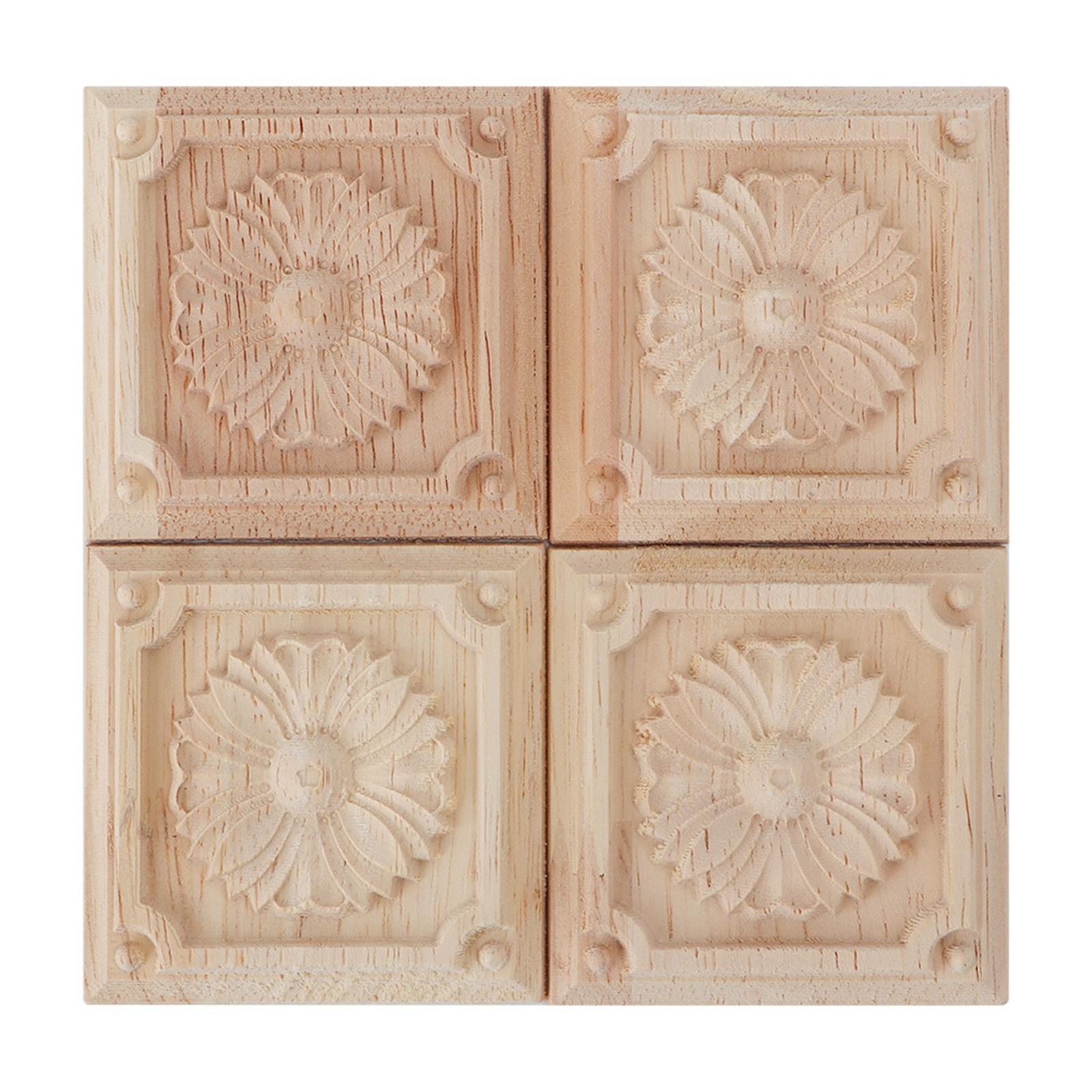4 Stuks Snijwerk Geruit Appliqué Ongeschilderde Decal voor Meubeldecoratie (A)