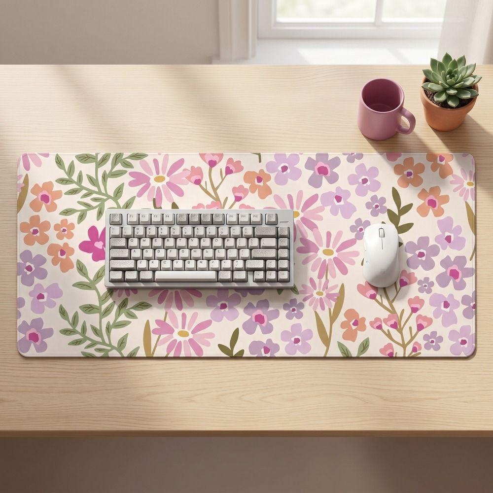 Non-Slip Floral Desk Pad Rubber Base Gaming Mats Desk Mat Mouse Pad  Work