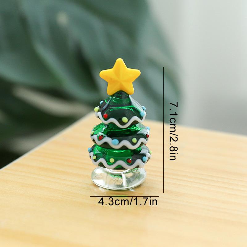 1PC Cartoon Image Handcrafted Fairy Garden Exquisite Glass Cute Christmas Tree Ornament Mini Santa Claus Figurines Desk Ornaments