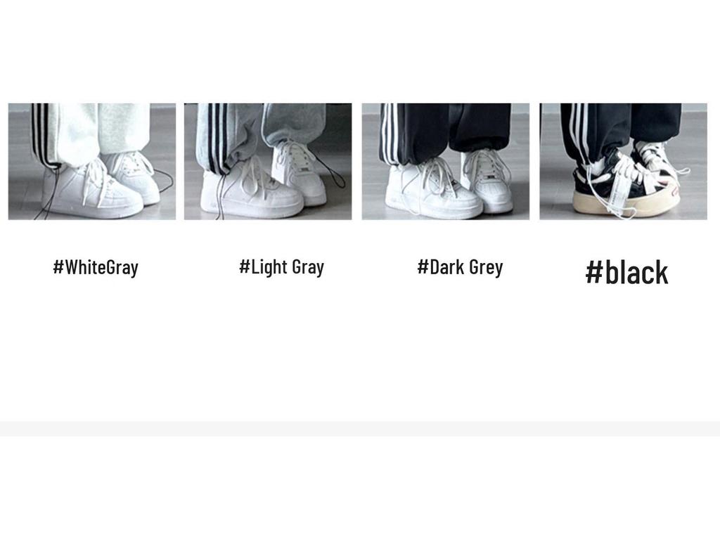 White-Gray Striped Women's Wide-Leg Sweatpants - Autumn/Winter 2025, Casual, Petite, with Three Stripes and Cuffed Hem.