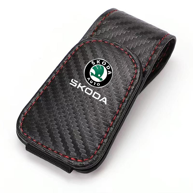 Leather Car Sunglasses Holder Sun Visor Glasses Clip For Skoda A5 A7 Yeti Roomster Octavia Rapid Fabia Superb Kodiaq