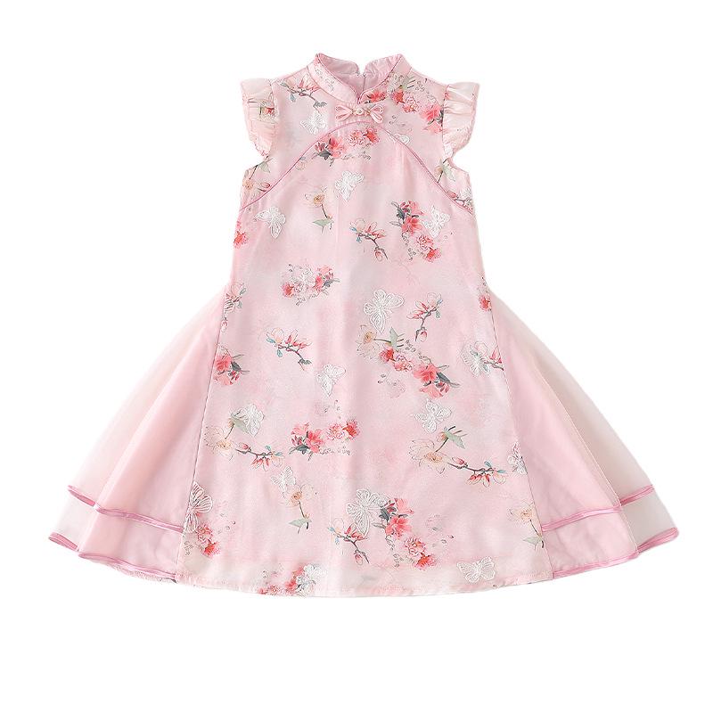 2026 New Cheongsam Girls' Chinese Style Summer Princess Dress