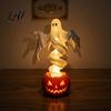 Halloween Ghost Pumpkin Decor Swirling Yard Lamp Lighted Spooky Statue Warm LED Outdoor Collectible Haunted House Ornament Decor Fall Autumn Garden