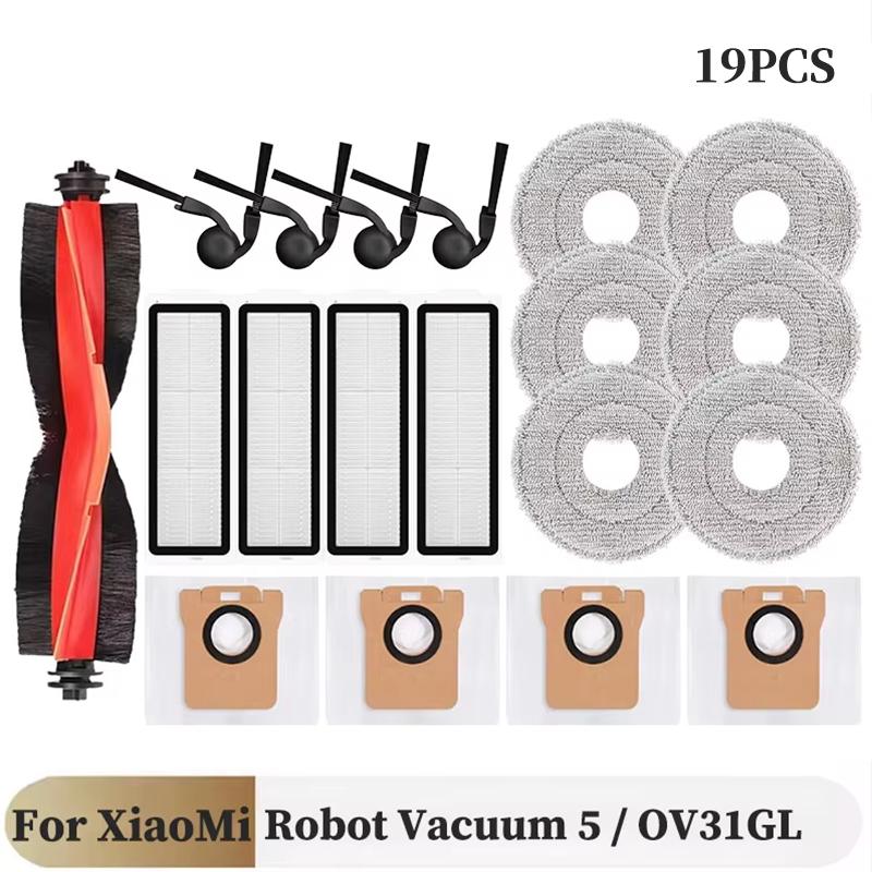 For Xiaomi Robot Vacuum 5 / OV31GL Cleaner Accessories Main Side Brush Mop Cloth HEPA Filter Dust Bag Replacement Spare Parts