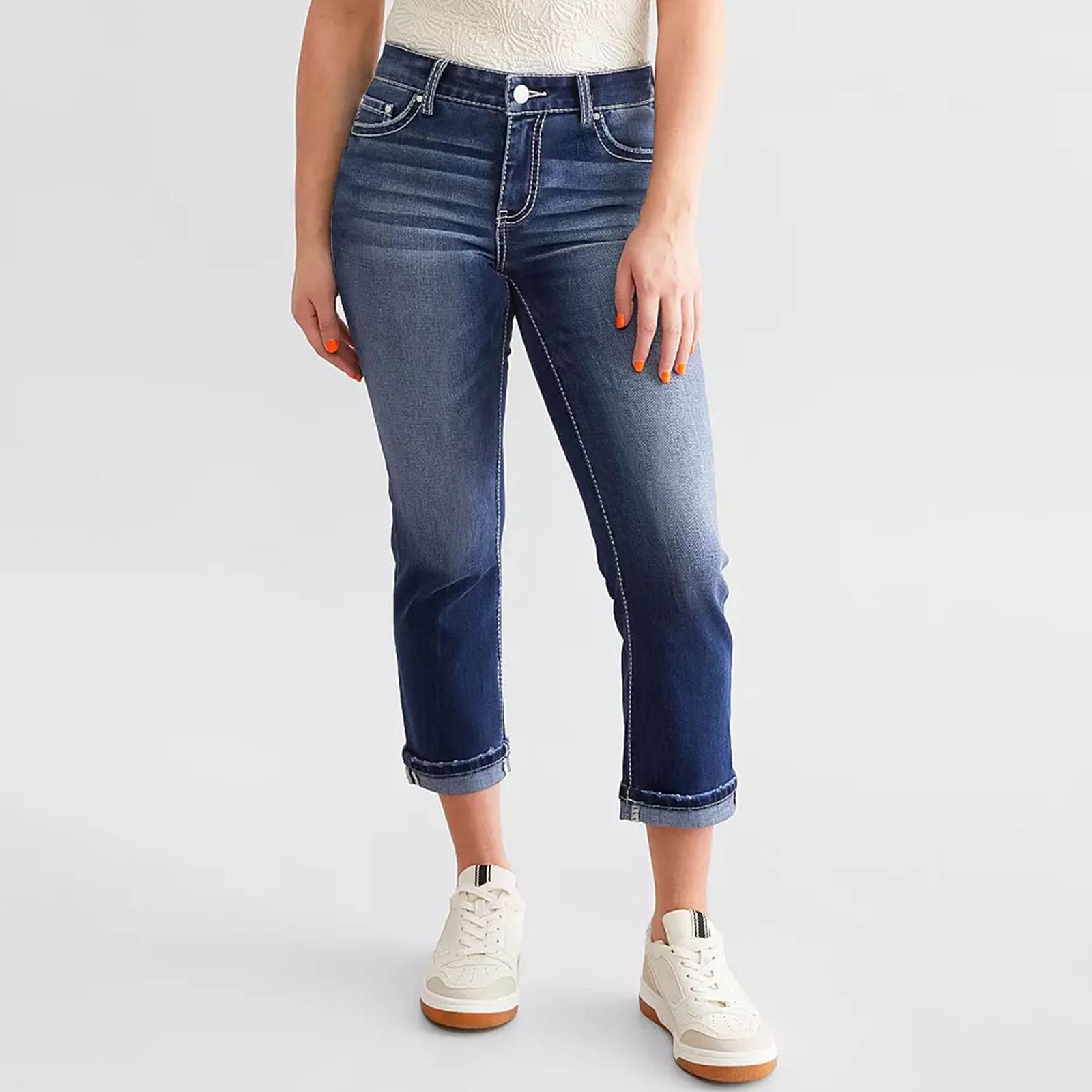 

Женские узкие трендовые рваные повседневные модные прямые джинсы XL синий