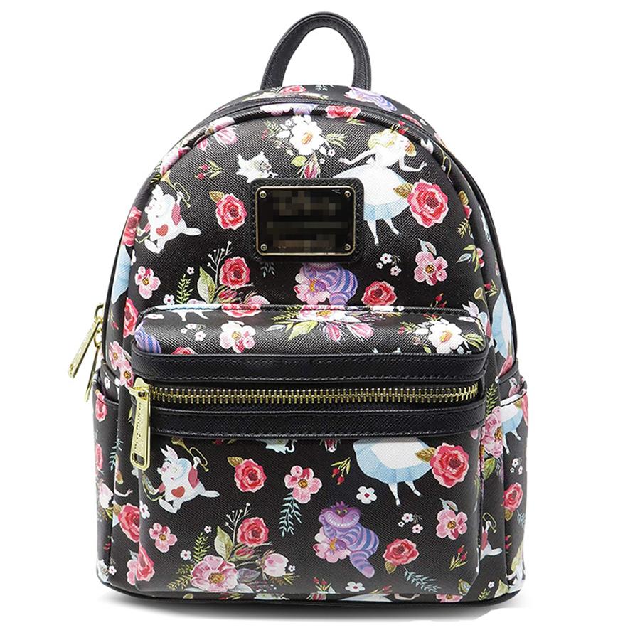 Kids Cartoon Villain Mini Backpack Floral Print Cute Small Rucksack Student School Bag