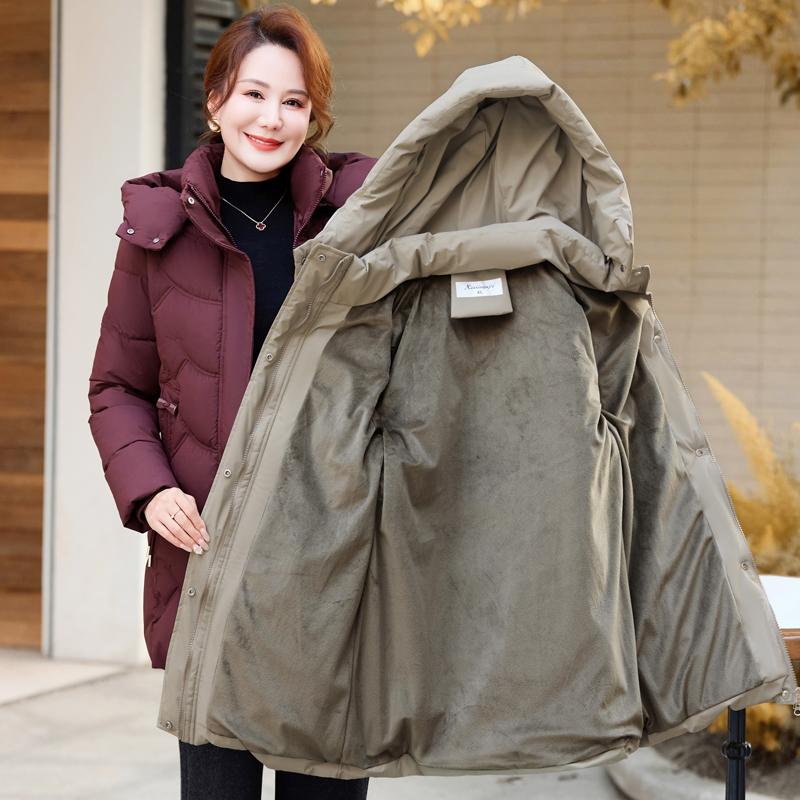 Paltoane de iarnă pentru femei cu glugă, casual, groase, călduroase, căptușite cu lână, parka lungă, jachete pentru femei