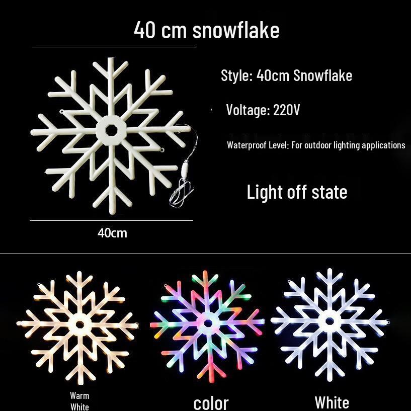Colorful Outdoor LED Snowflake Lights - Decorative Hanging for Christmas & New Year Atmosphere