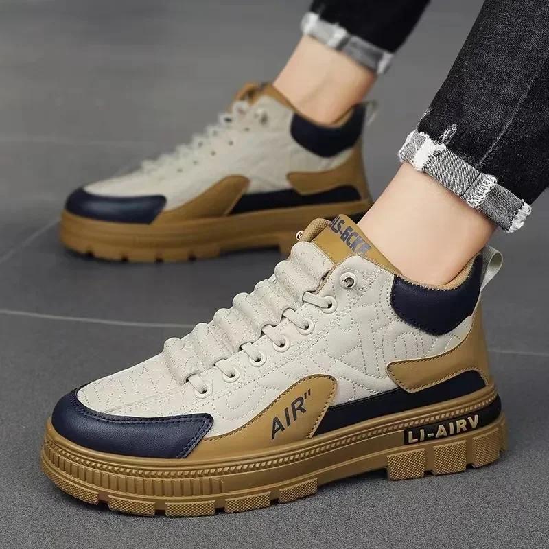 Mode Herren-Sneakers 2024 Frühling Herbst Mode High Top Freizeitschuhe für Herren Plateau Schnürschuhe Vulkanisierte Schuhe Männlich Tenis Masculino
