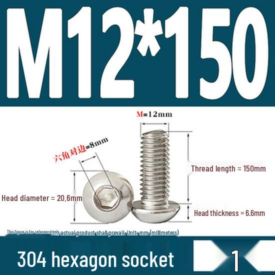 ISO7380 Stainless Steel Hex Drive Dome Head Screws - M2 to M16