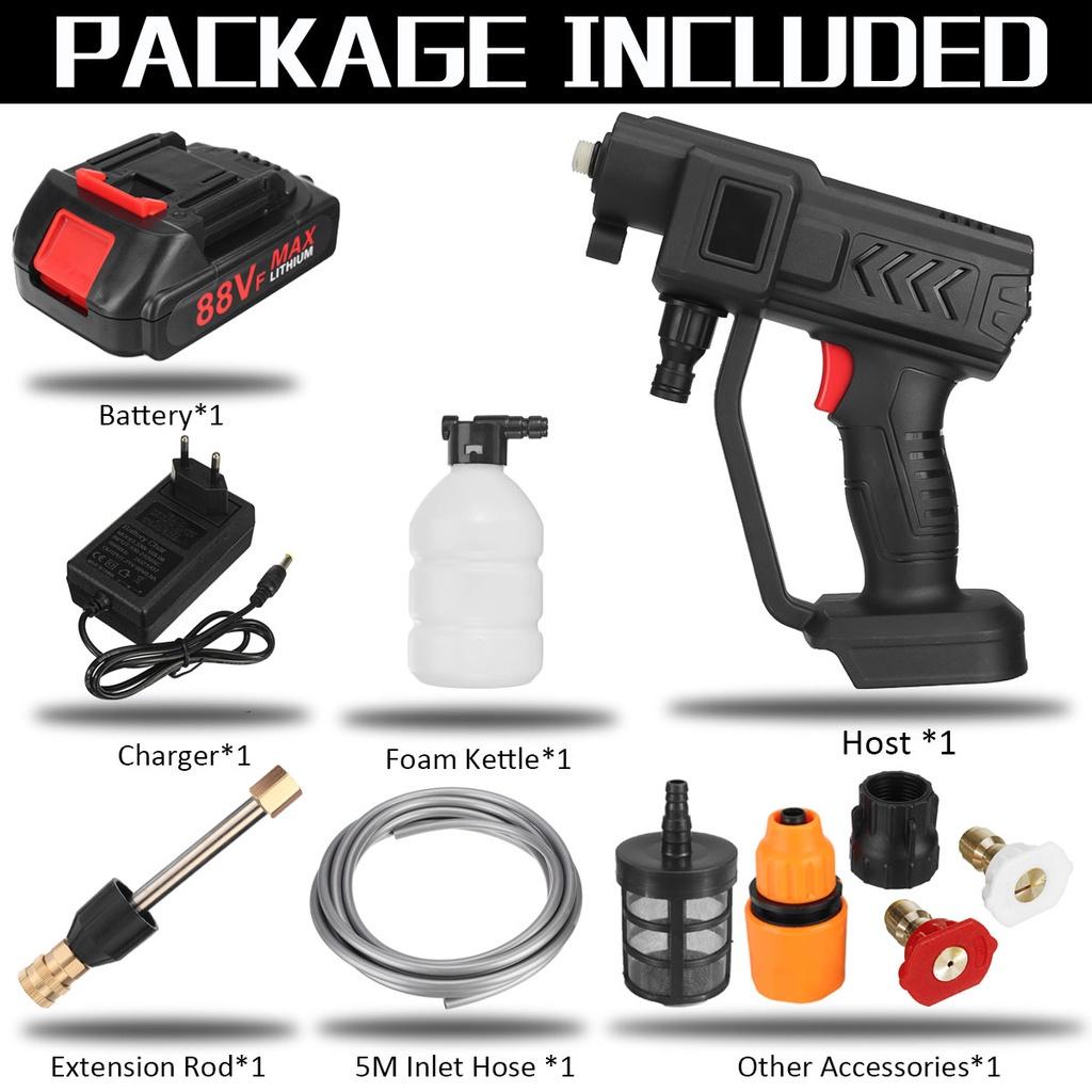 NEW 1500W 88V Cordless High Pressure Car Washer Rechargeable Car Wash Gun Electric Water Gun Foam Machine for Makita 18V Battery