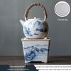 Retro Chinese Ceramic Tea Set with Charcoal Stove