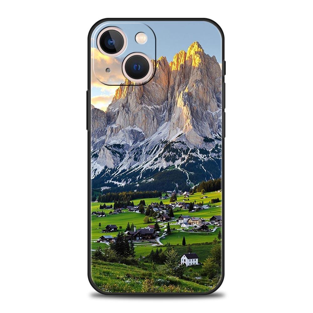 

Phone Case For iPhone 17 16e 15 14 13 12 11 Pro Max SE 7 8 Plus Shell iPhone 16 Soft TPU Cover Mountain Peaks Landscape iPhone 16