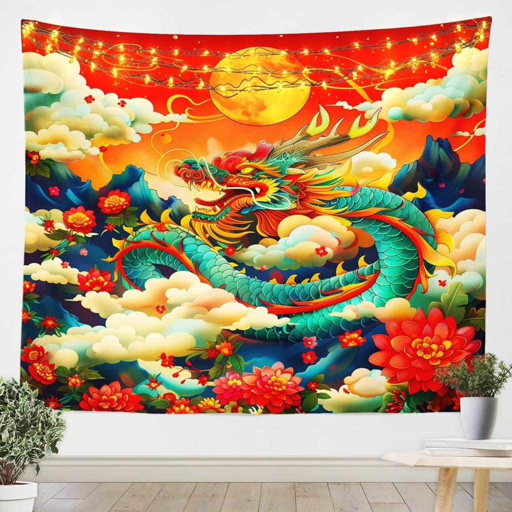 Wilder Wolf Kinder Wandteppich Sonne Mond Traumfänger Boho Wandteppiche Jungen Mädchen Zimmer Deko Wildtier Jagd Abenteuer Rustikal
