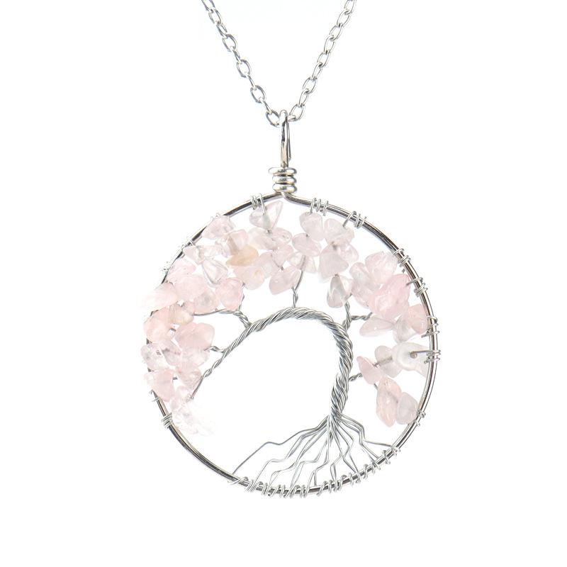 Amethyst Tree of Life Pendant with Colorful Stone Accent