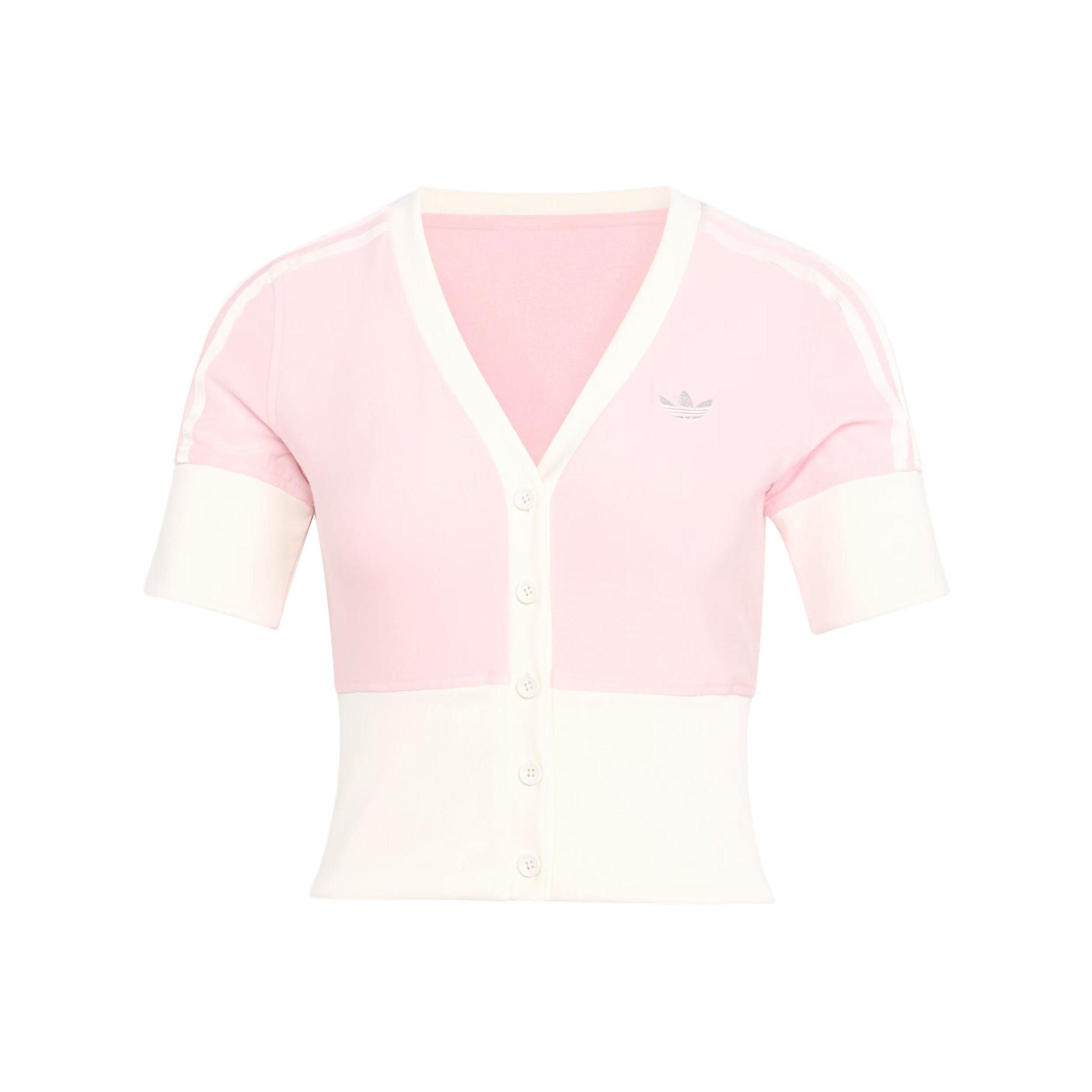 Adidas Originals Shirts Women s Light Pink/White V Neck Moderate KW4541 L