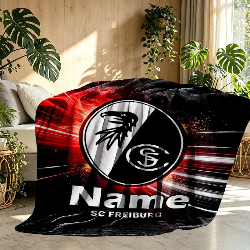 Custom Name Personalized SC Freiburg Print Blanket, Home Decor, Bedroom, Sofa, Camping, Couch, Gifts for Birthday Christmas