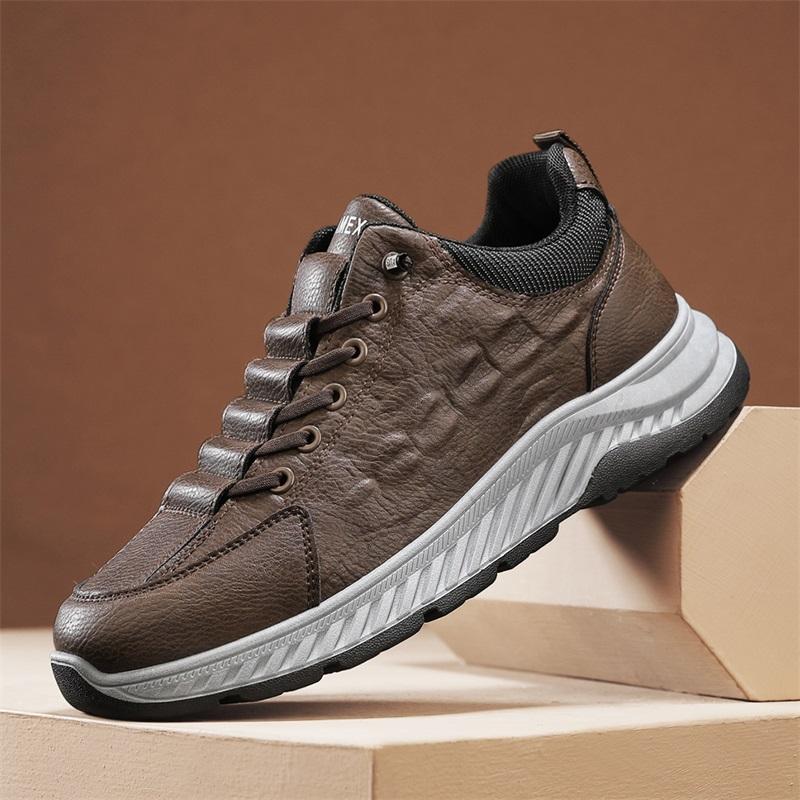 

Однотонные мужские повседневные туфли, удобные мужские модные кроссовки, мужские туфли с круглым носком, дизайнерская мужская обувь для отдыха из искусственной кожи, лаконичная обувь 39 коричневый