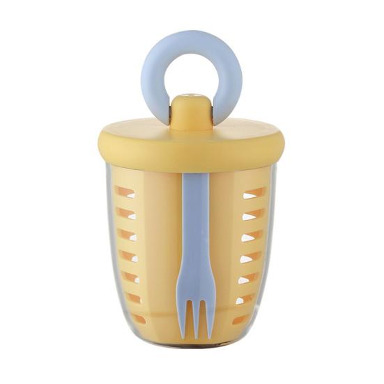 Portable Fruit Salad Container with Fork 650ml Leak-Proof BPA-Free Lunch Box with Strainer Double-Layer Lunchbox for Work Picnic Travel