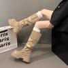Thick-soled boots women's new autumn and winter but knee suede boots women's thin tall knight boots