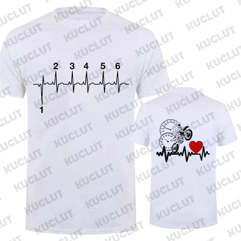 1N23456 Motorcycle Heartbeat Gear Shift Print T Shirt Motorbike Tee Print Race T-Shirt Autocycle Motorbike Speedometer T Shirt