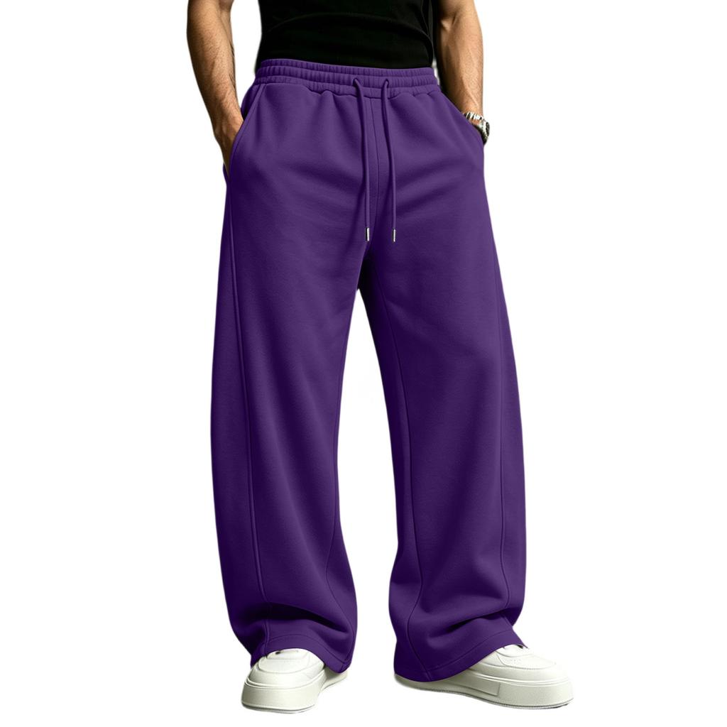 Men's Casual Straight Leg Joggers with Elastic Waistband and Drawstring for Everyday Wear