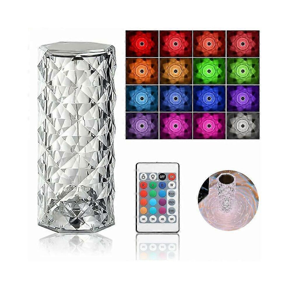 Diamond Crystal Table Lamp, 16 Colors Touch USB Charging Bedside Table Lamp Remote Control Bedside Lamp