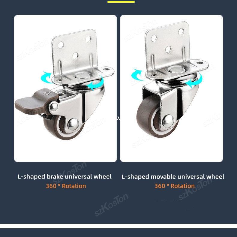 4pcs L-shaped Furniture Casters Wheels Soft Rubber Swivel Caster Quite Roller Wheels for Trolley Baby Crib Bed Wheels Accessory