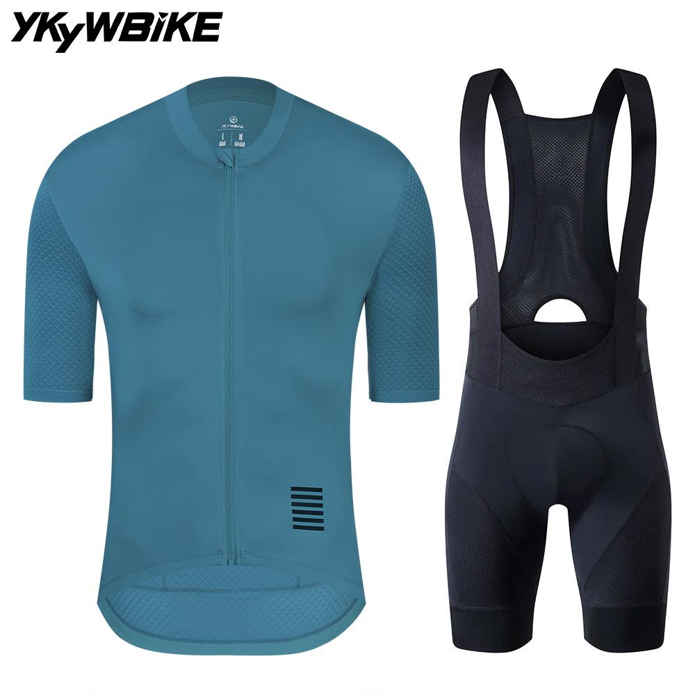 YKYWBIKE Cycling Jersey Set Classic MTB Cycling Bib Shorts Kit Reflective Custom Bike Clothes Bicycle Clothing Maillot