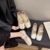 Sapatos Mary Jane Retro saia feminina 2025 primavera e verão novo fivela de uma palavra vento suave sapatos femininos sola macia não cansa