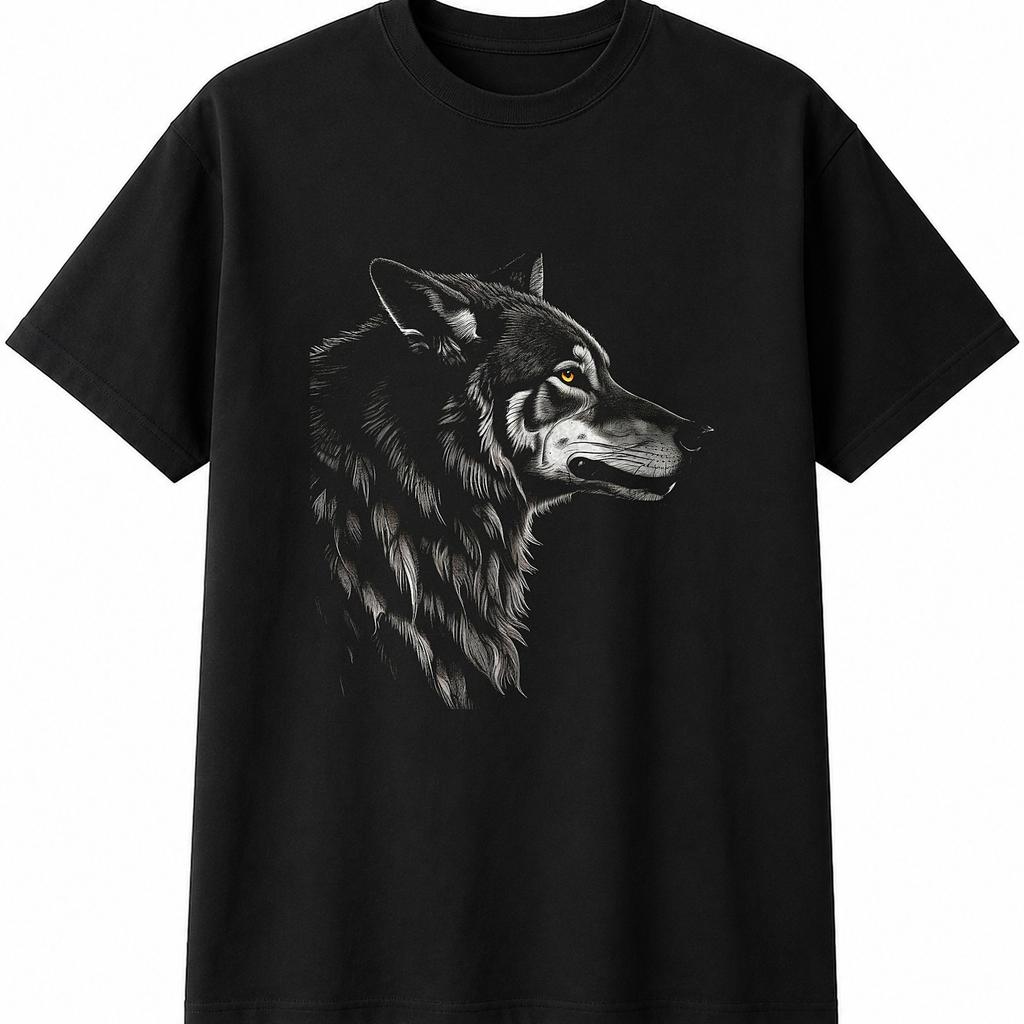 Charcoal Grey Wolf Wildlife Mens Womens T-Shirt Unisex Novelty Gift Tee Funny
