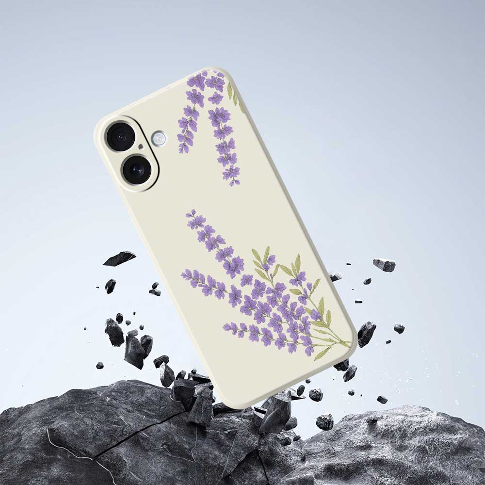 For iPhone 17 Case Lavender Pattern Printing Straight Edge TPU Phone Back Cover