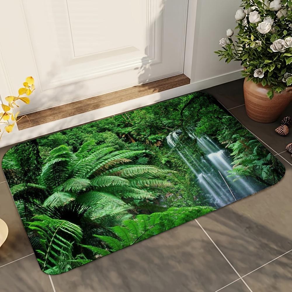 1pc Forest Tree Jungle Animal Landscape Absorbent Mats Anti-Slip Mats Home Decor Supplies Carpets Home Kitchen Floor Mats