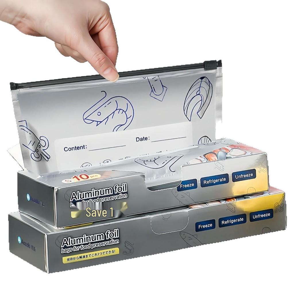 Food Grade Aluminum Foil Zipper Seal Bag for Refrigerator Storage