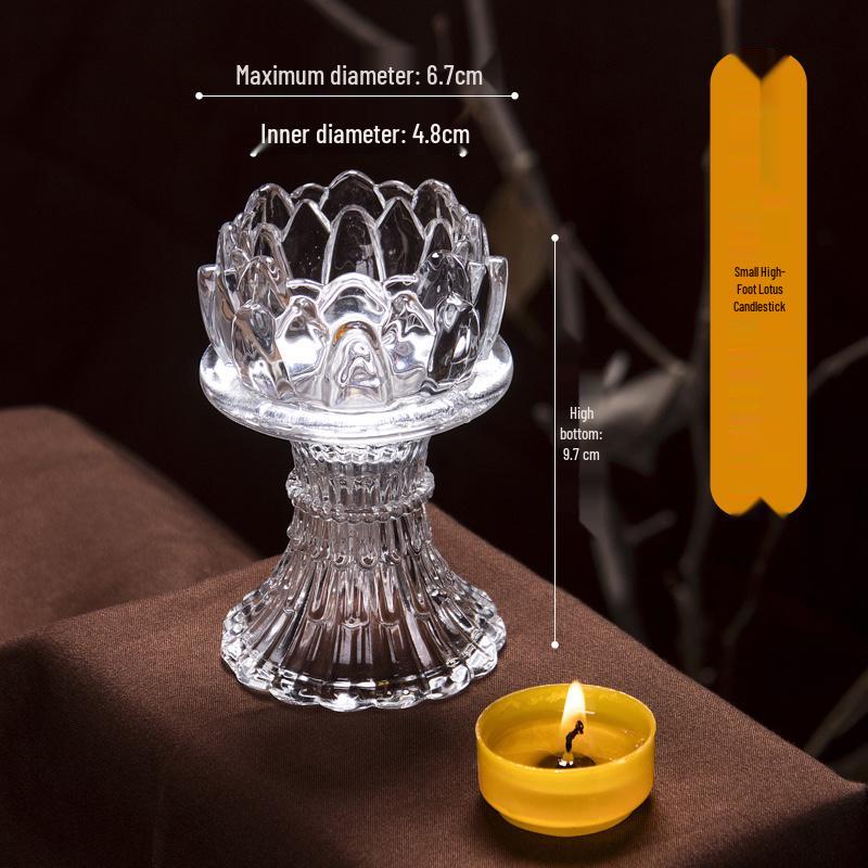 Lotus Glas Ghee Lamp Houder: Hittebestendige Kaars/Olie Lamp voor 24-Uurs Gebruik